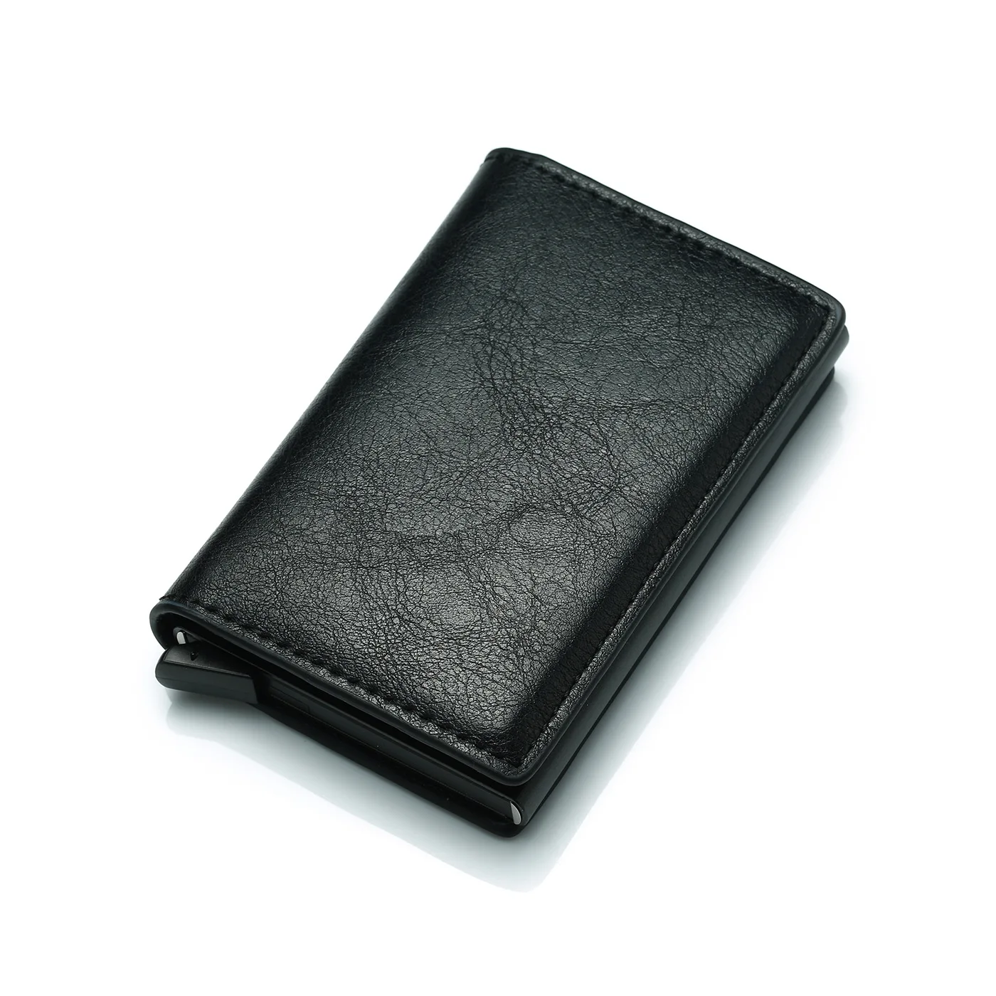 

Rfid Blocking Function Pu Leather Automatic Pop Up Credit Card Holder Wallet With Metal Card Box, Customized