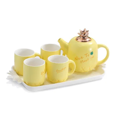 

Creative explosion pineapple ceramic tea pot coffee cup set, Picture
