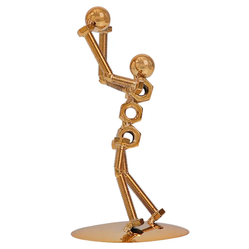

Luxury Personality Fitness Weightlifting Little Iron Man Metal Craft Office Desktop Decoration Accessories Other Home Decor, Gold