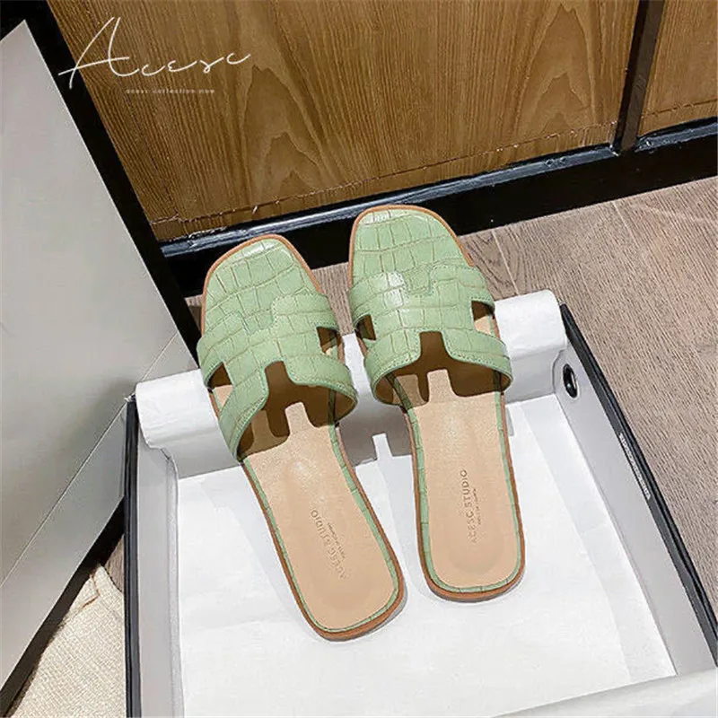 

SD-051 2021 high quality snake skin pattern PU leather cross strap open toe H slipper for women casual sandals wholesale, Picture show , squine colors