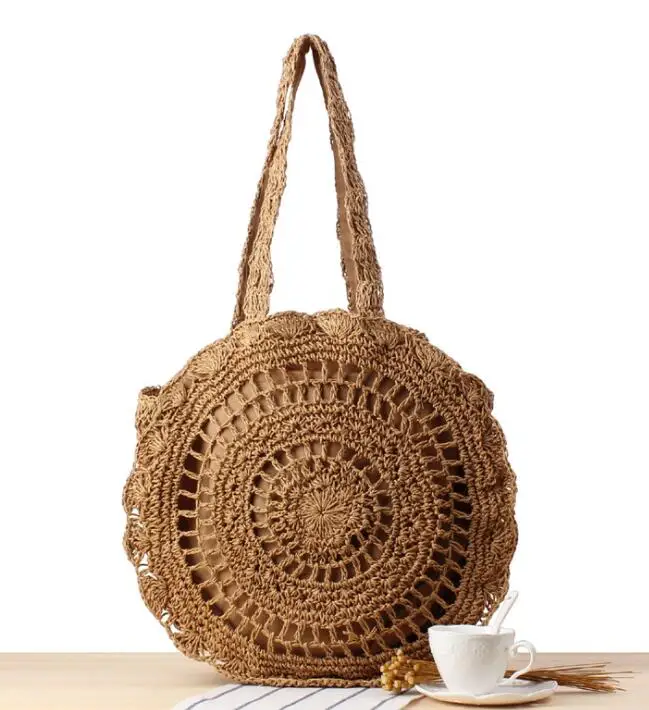 

Wholesale women bags polyester handbag tote waterproof straw beach bag