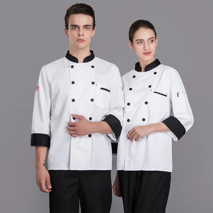 Frauen/Männer Koch Jacke kurze Ärmel Shirt Kellner Küche Uniform Kleidung Tops 