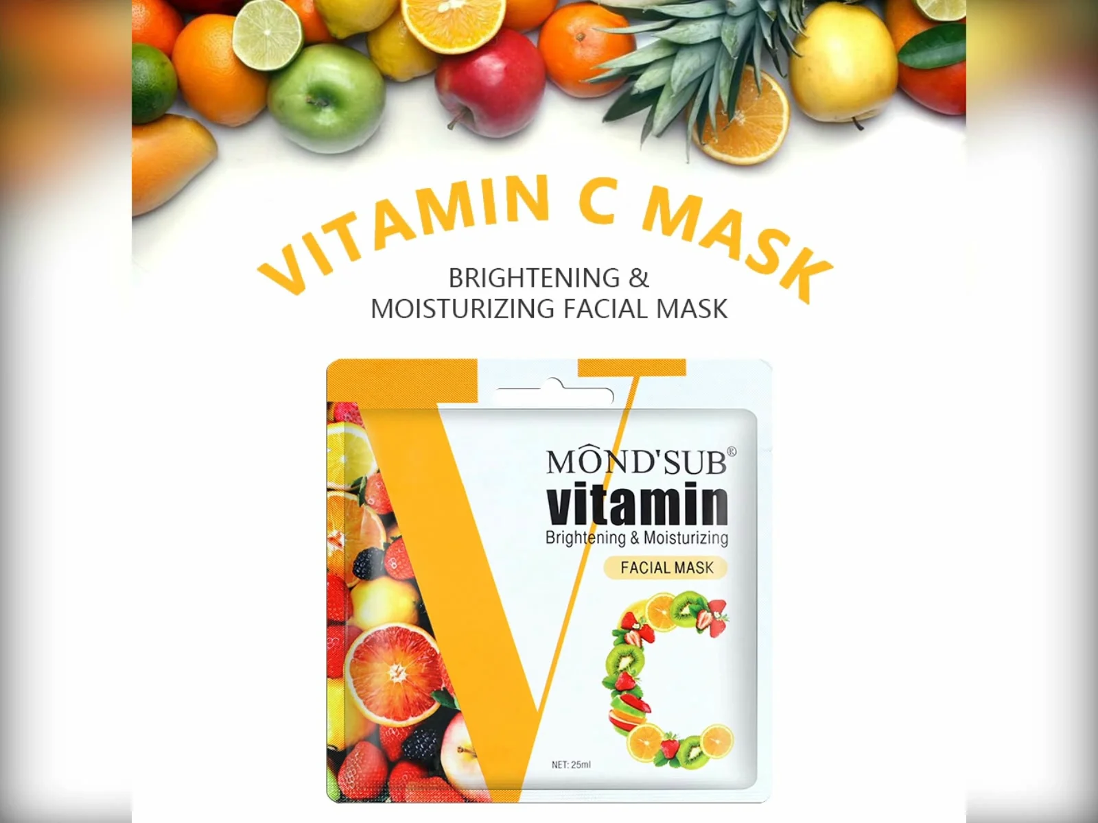 Mond'sub Vitamin C Brightening Korean Sheet Mask Non Woven Face Sheet