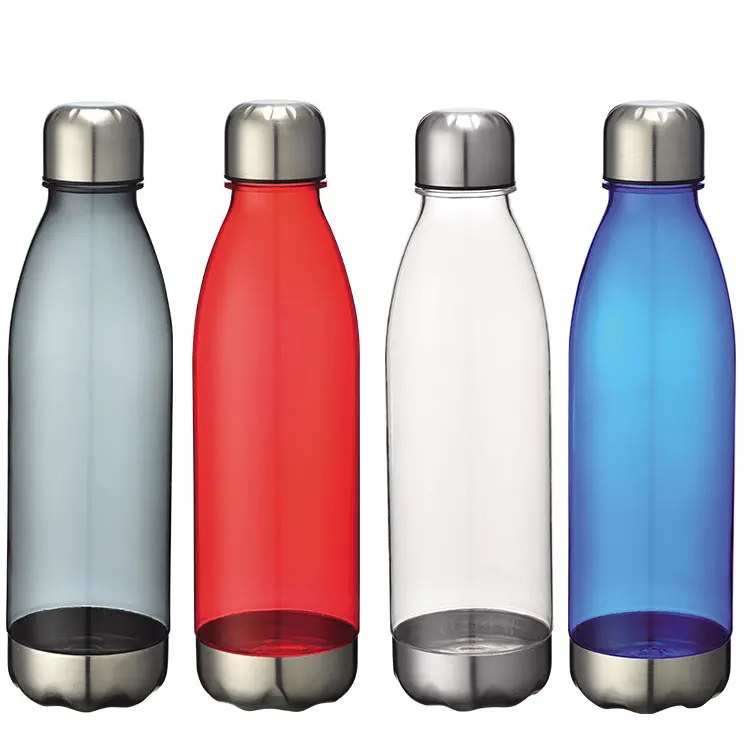 

Transparent cooling bottle plastic water with stainless steel lid, Customized