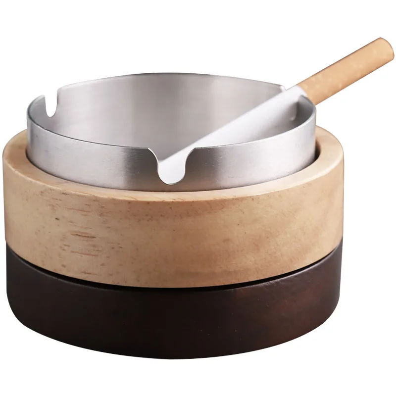 

Wooden ashtray office anti fly ash with cover, Wood color