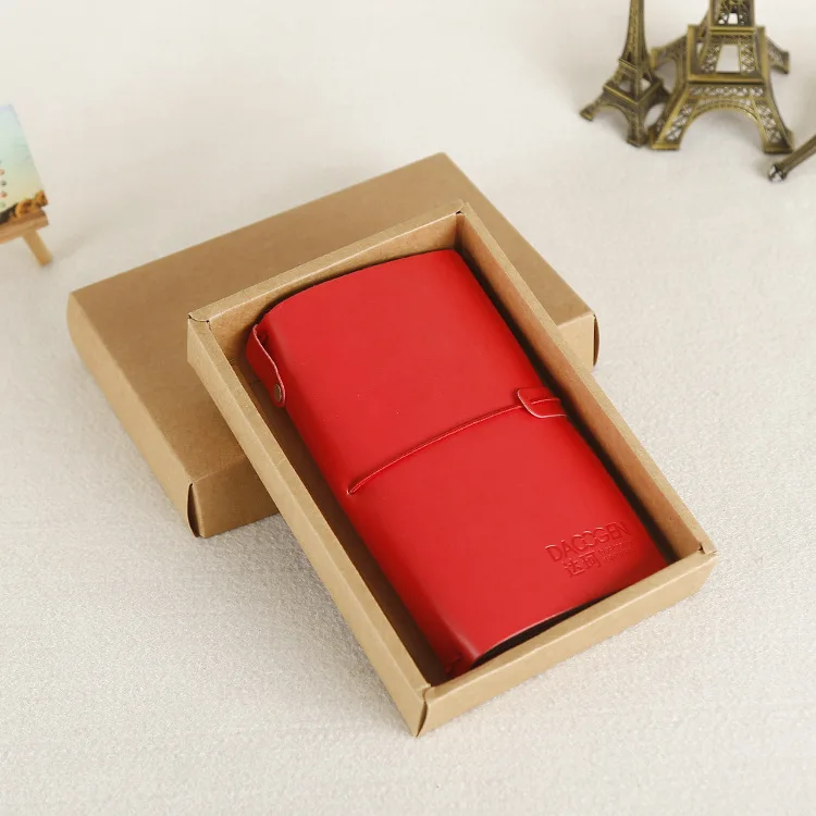 Latest arrival simple design PU leather cover planner red small writing diary notebook