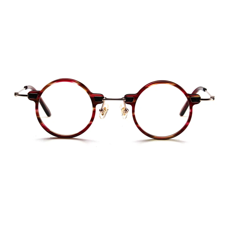 

New Design Ready Goods High Quality Unisex Vintage Acetate Optical Round Frames Eyeglasses Reading Glasses with light soft legs, 4 colors