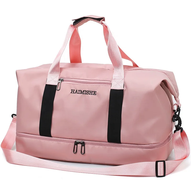 

Stylish Outdoor Waterproof Sport Bag Wet Pocket Weekender Women Duffel Pink Bag, Pink / black / wine / navy / customized
