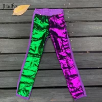 

Hot Selling Fashion Baby Girls New Orleans Mardi Gras Reversible Sequin Leggings Shiny Pants Shimmer Birthday Outfit