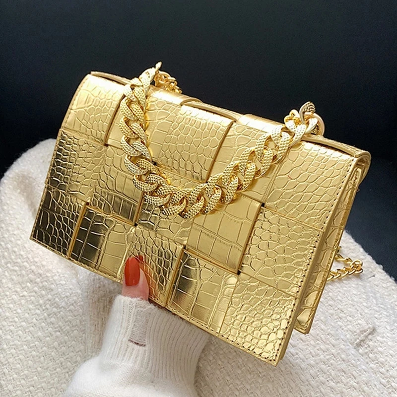 

Alligator Pattern Shoulder Bags Women 2022 Luxury Design Purse Designer Chain Totes Woven Crossbody Bag Handbag