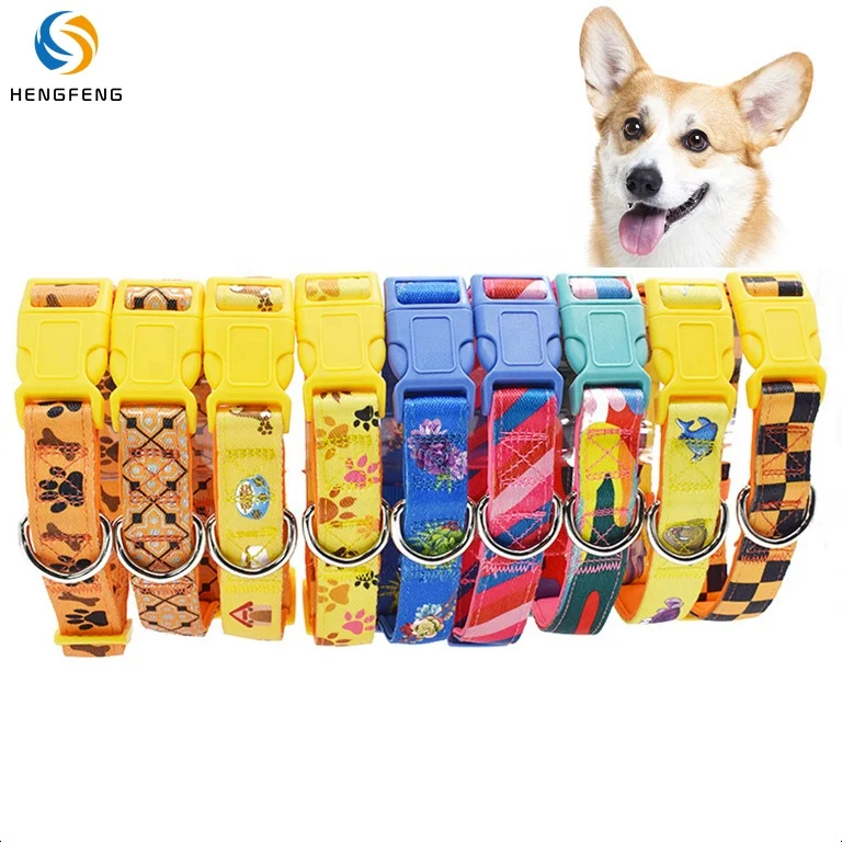 

Customizable brand LOGO nylon Neoprene pet products sublimation dog lead custom print dog collar, Picture shows or custom