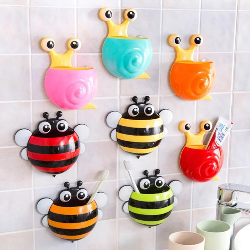 

Innovative Cartoon Toothbrush Holder with Sucker Toothbrushes Kids Teeth Brush Children Dispenser Toothpaste Storage Rack