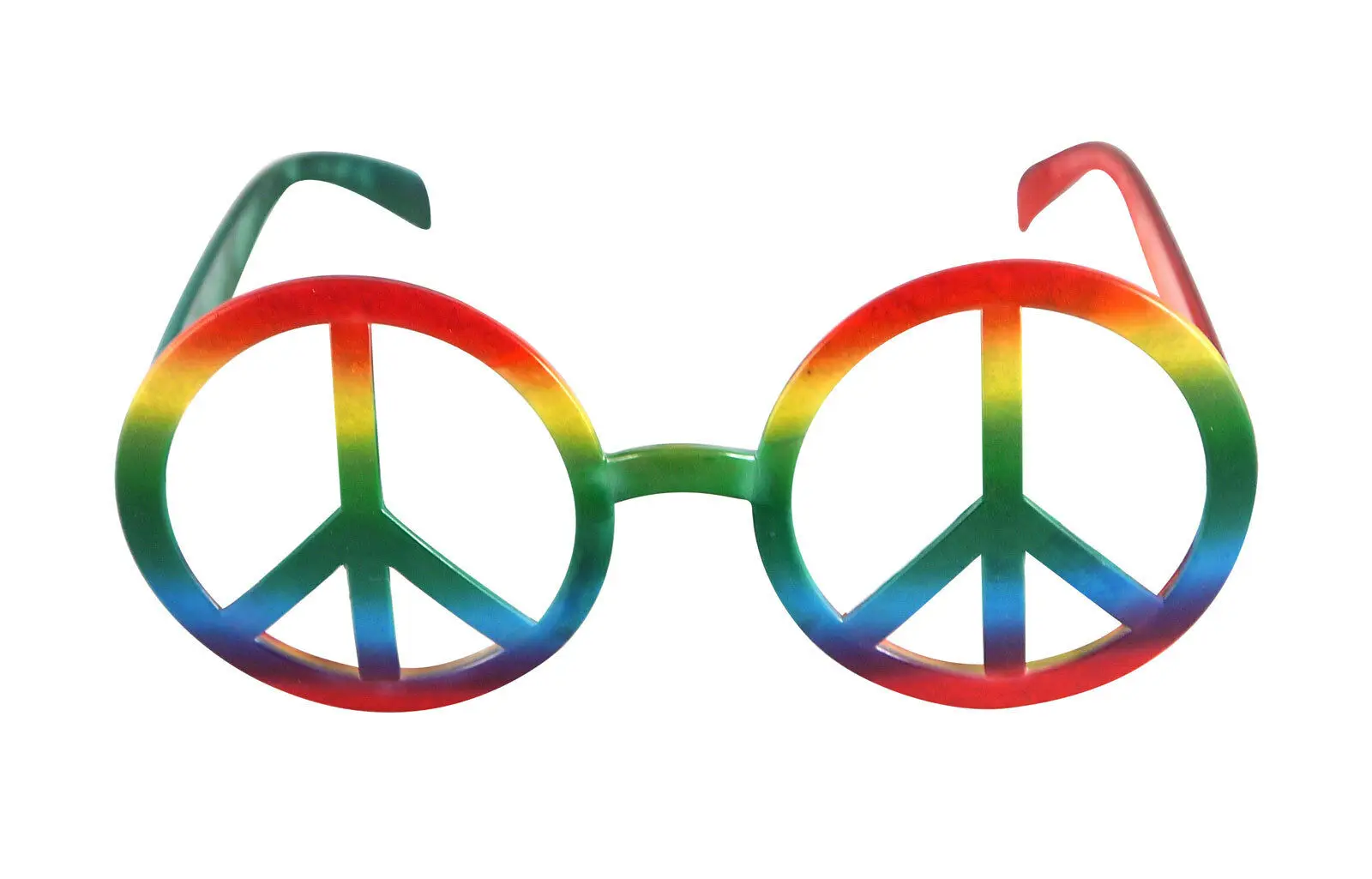 Adults Retro Hippie Rainbow Peace Sign Glasses No Lens Party Sunglasses