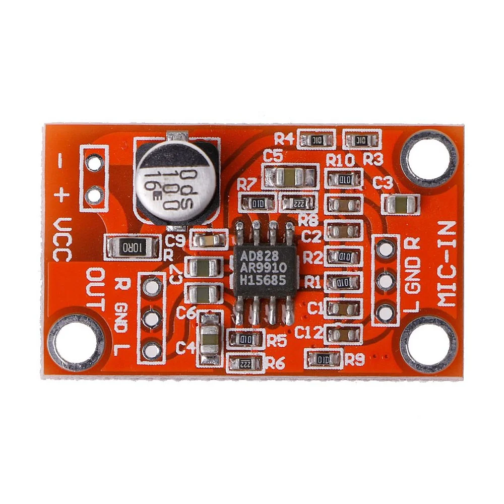 

NE5532 TDA1308 AD828 Stereo Dynamic Microphone Preamplifier Board MIC Preamp Module DC 3.8V-15V