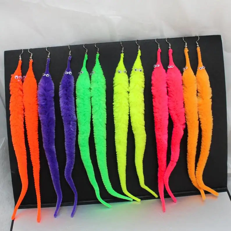 

wholesale Worm On String earrings multi Color accept custom color order