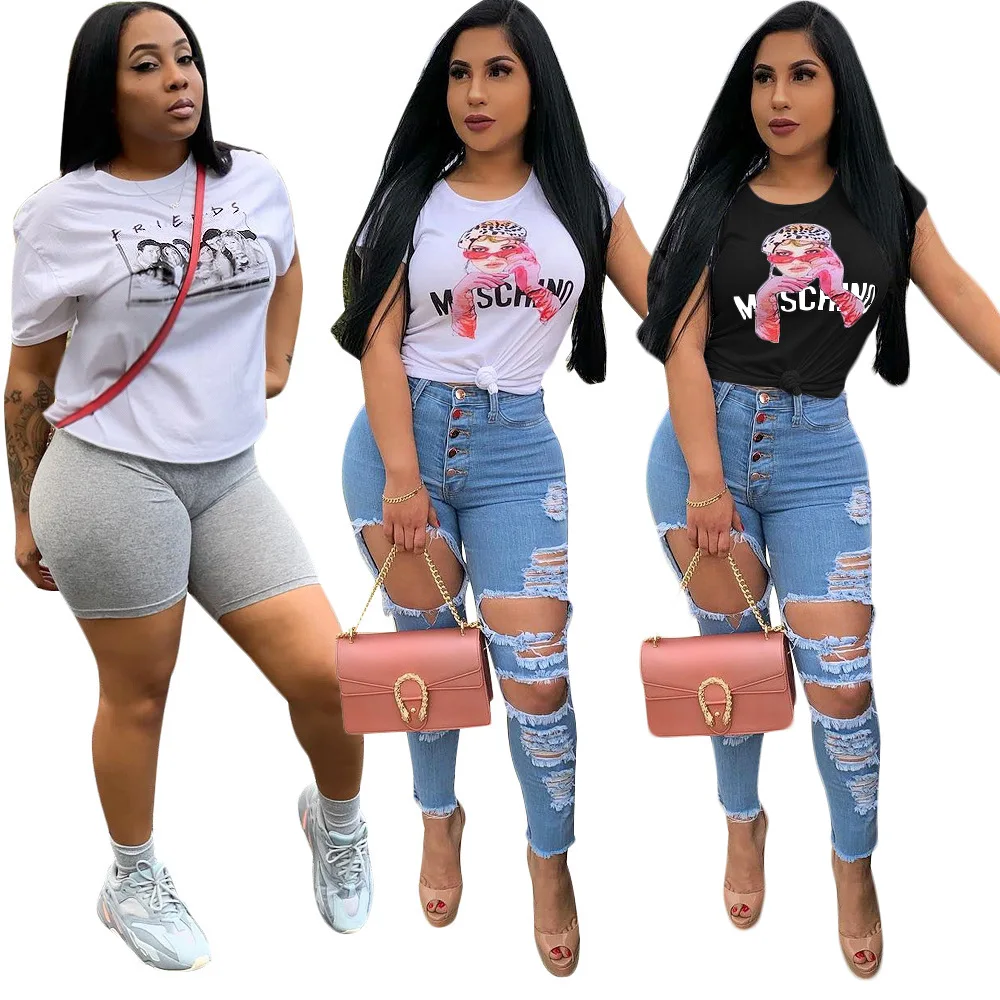 

Hot selling personalized fashion lip print round neck short sleeve women t shirt