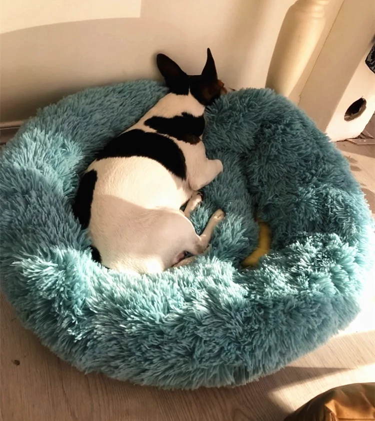 

Long Plush Super Soft Bed Pet Kennel Round Sleeping Bag Lounger Cat House Winter Warm Sofa Basket for Small Medium Large Dog