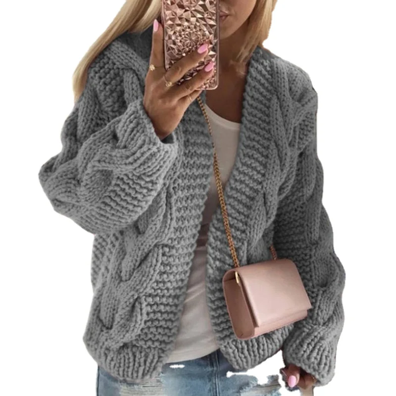

Trend Autumn Clothes Sustainable Knit Fashion Thick Cardigan Sweater For Woman