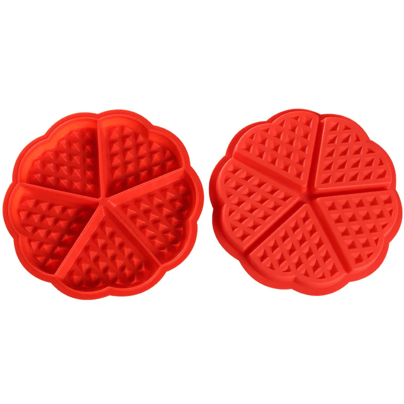 

5 heart shaped big household silicone waffle mold cake baking DIY Wholesale, As picture