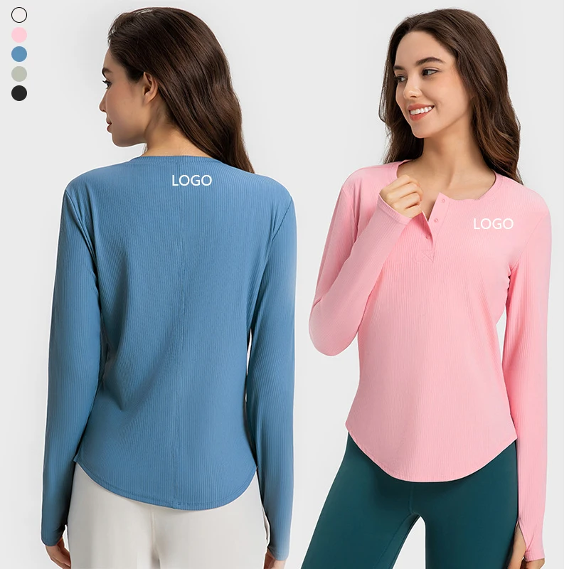 

XW-DAW026 Best-Selling New Casual Ribbed Long-Sleeved Sports Temperament Home High Elastic Running Yoga Tops