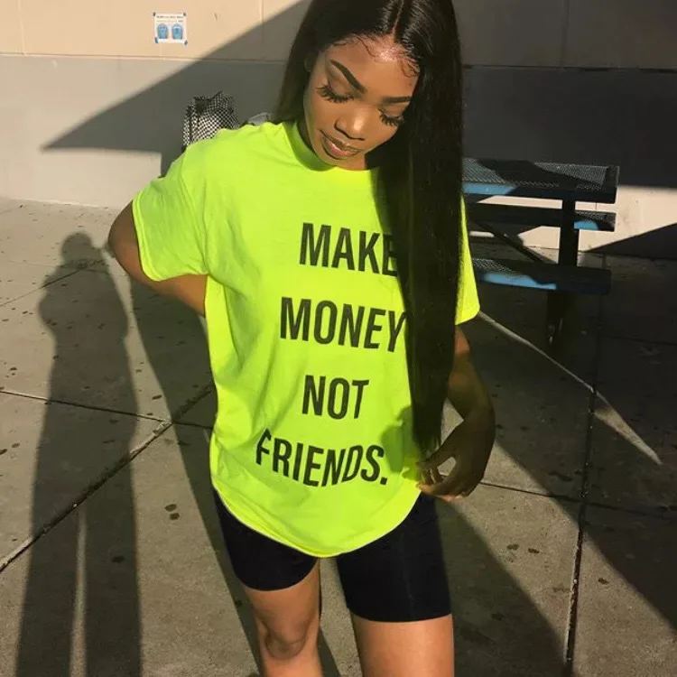 

Casual 3 Color Plus Size Hip Hop Loose Letter Print Short Sleeve T-shirt for Summer Fashion 2020 Oversized T-shirt Women