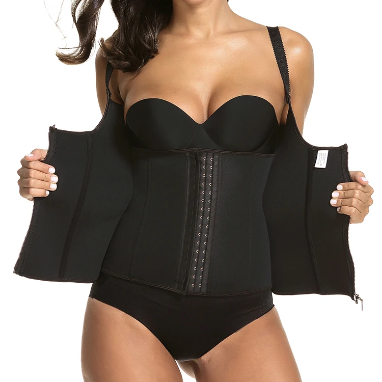 

women gaine columbian trainer fajas termicas waist training corset for weight loss, Grey/black