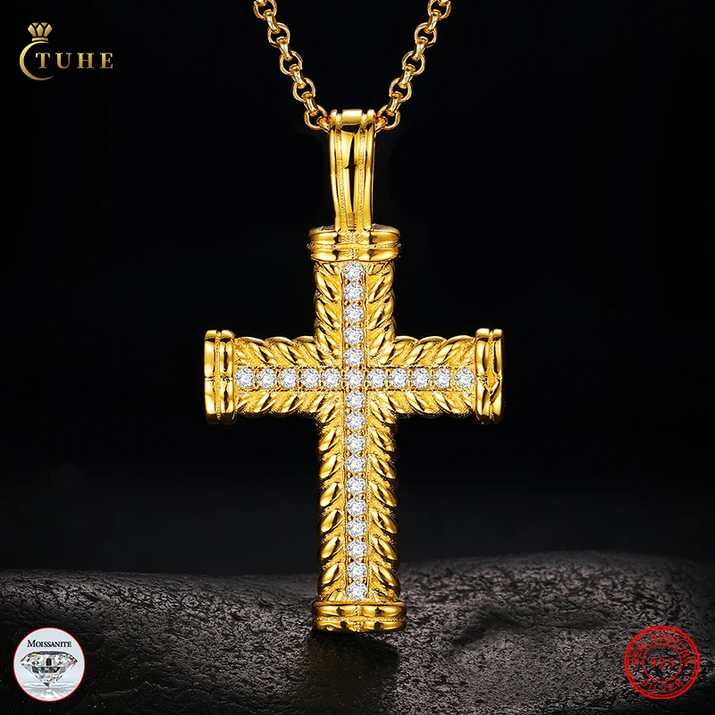 

OEM ODM Christian Jewelry 925 Sterling Silver VV Moissanite Diamond Cross Pendant Necklace With GRA Certificate