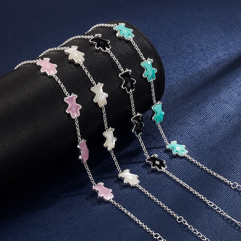 

New Hot Sale Light luxury 925 Sterling Silver Bracelet Bear Charm Bracelet Fashion Ladies Bracelet