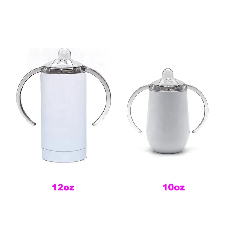 

Wholesale White 10oz 12oz double Wall Infant Nipple 304 stainless steel thermos cup white sublimation blanks Sippy cup mugs, As picture show