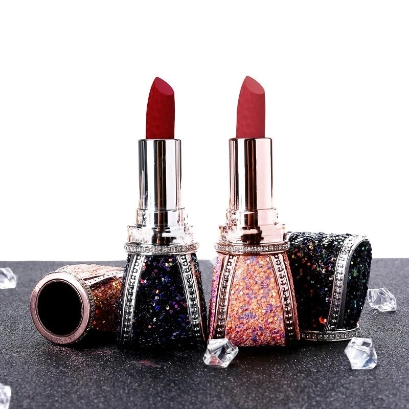 

6 color bow knot glitter appearance private label matte lipstick waterproof, Multi colors