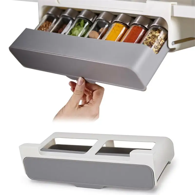 

Dropshipping Kitchen Spice Organizer Storage Rack Under-Shelf for Punch-Free Seasoning Bottle Storage Rack Accessories