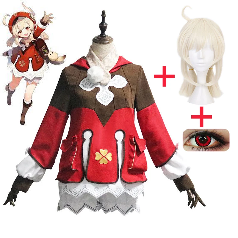 

free shipping Genshin Impact klee Loli Cosplay Costume Anime Halloween Carnival Clothes Including Gloves Socks Hat Ears Ecoparty