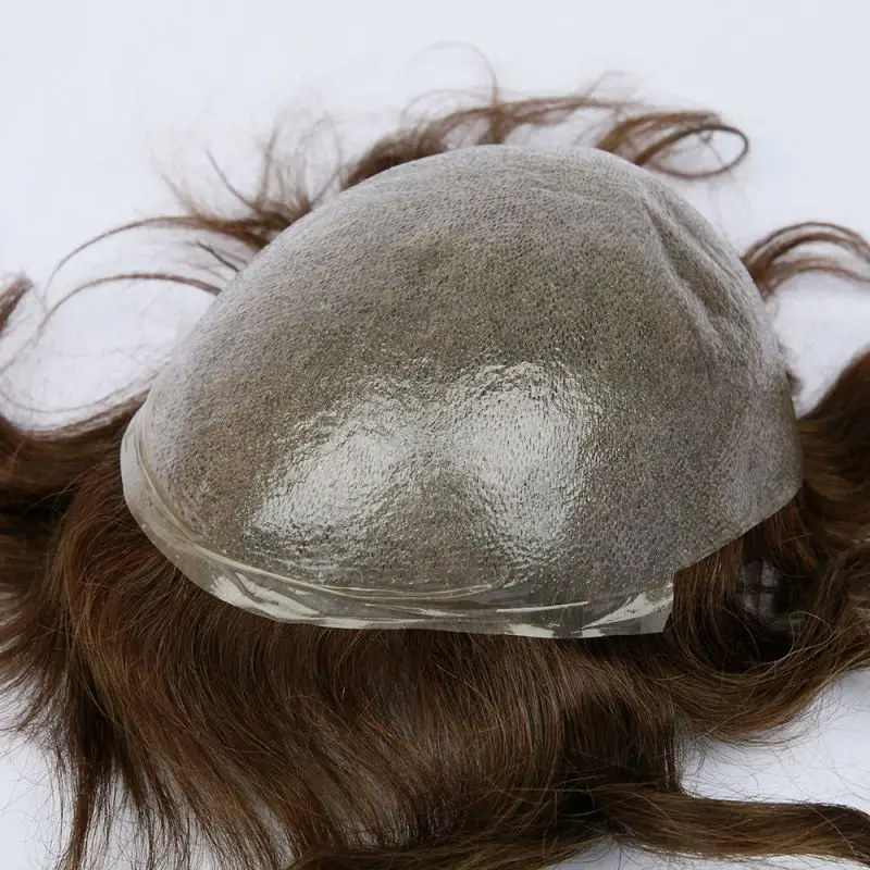 

Fast Shipping Wholesale Ultra-Thin Pu French Wigs European Human Hair Mens Toupee With Gray Hair