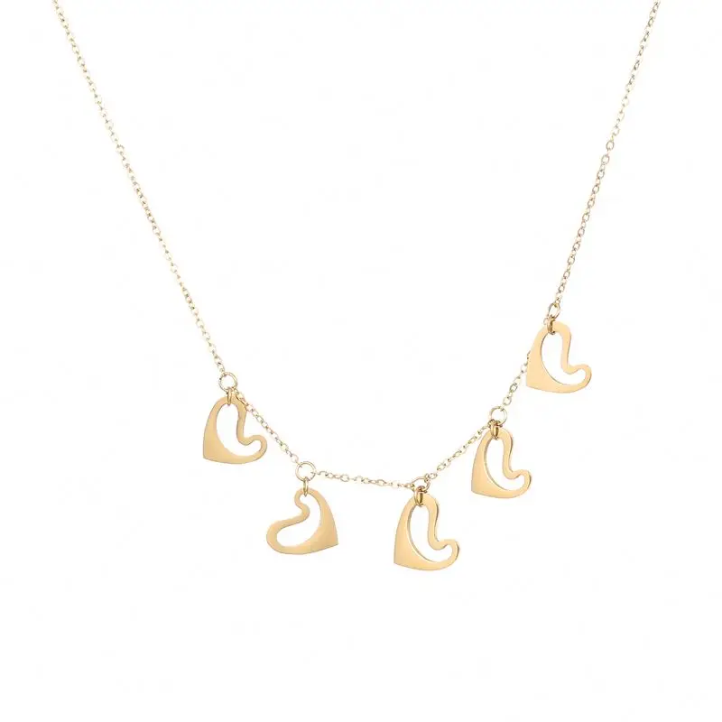 

Latest Design Women's Trendy Jewelry Gold Plated Stainless Steel Heart Pendant Necklace, Gold color