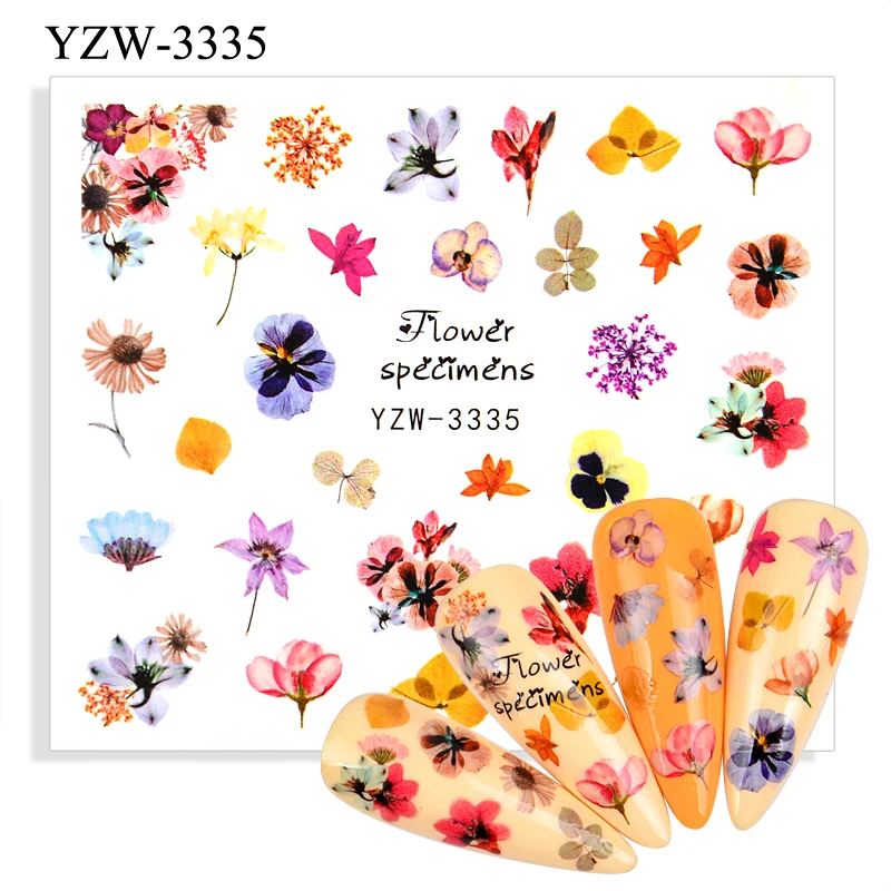 

2021 new designs YZW series summer designs beautiful flower New nail stickers and Wolf Nail Art Decals Manicure Tools
