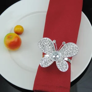 Image of Wholesale large number of butterflies napkin ring Metal flower napkin rings for wedding ring