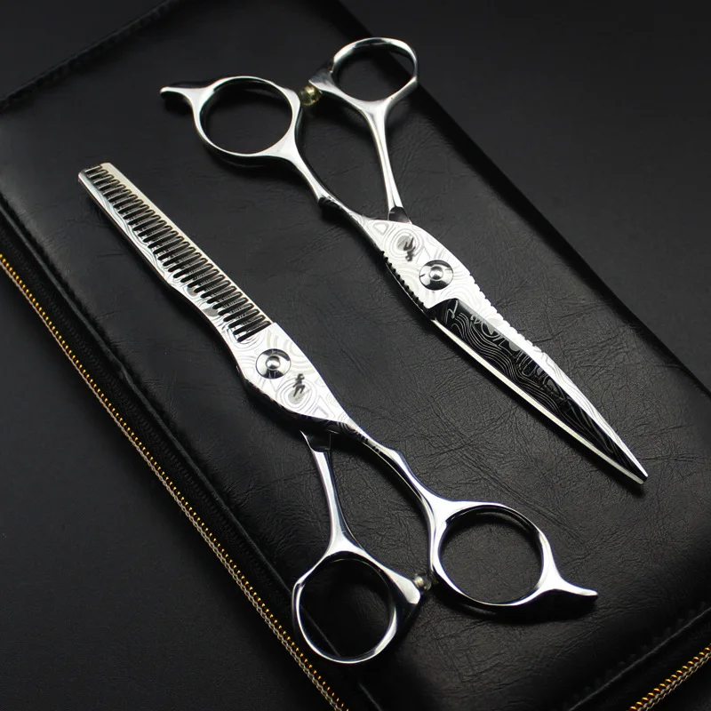 

Professional 6.0 inch freelander Damascus steel hairdressing flat teeth scissors