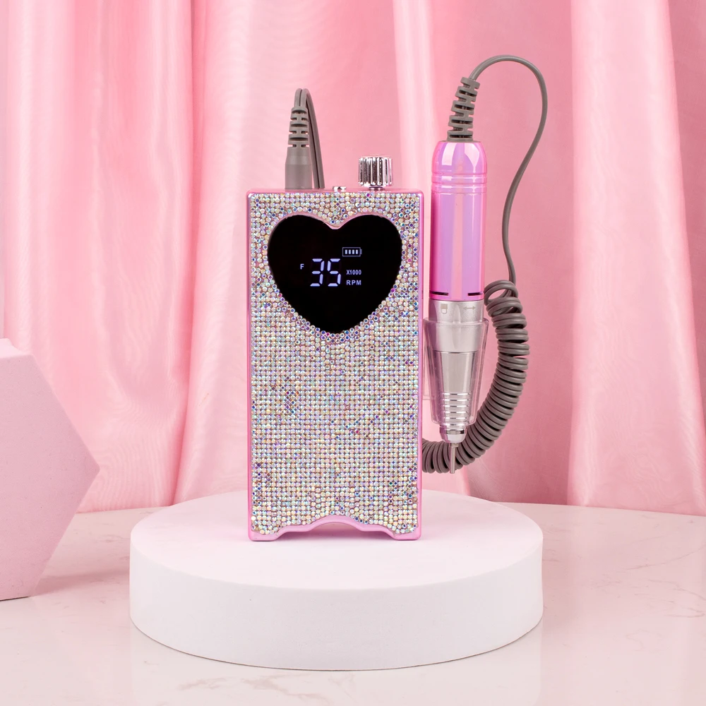 Free Cost Order 10pcs Silk Printing Label Portable Nail Drill Electric Cordless Nail Efile Sander Drill With Nail Bits Set