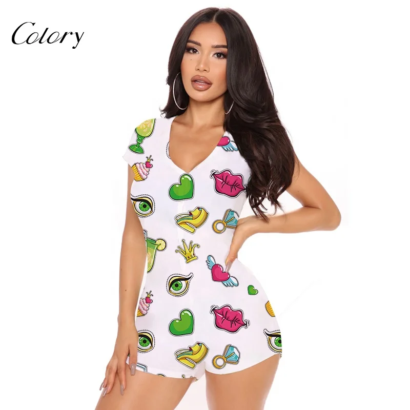 

Colory New Fashion Women Summer Sexy Cotton Nightwear 2 Pieces Shorts Pajamas Set, Customized color