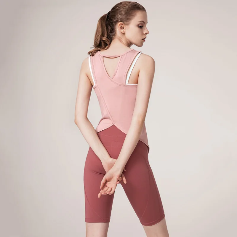 

New Style Irregular Yoga Vest Women's Solid Color Women's Sports Fitness Bottomed Yoga Vest, Shown