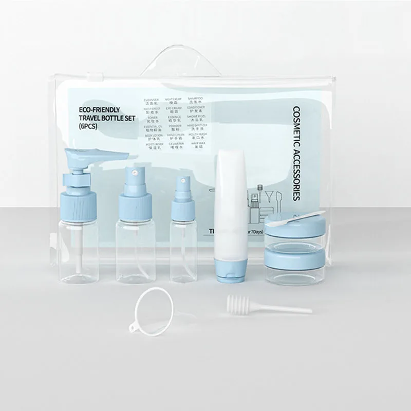 

High quality plastic bottle cream jar 9pcs cosmetic hotel travel set