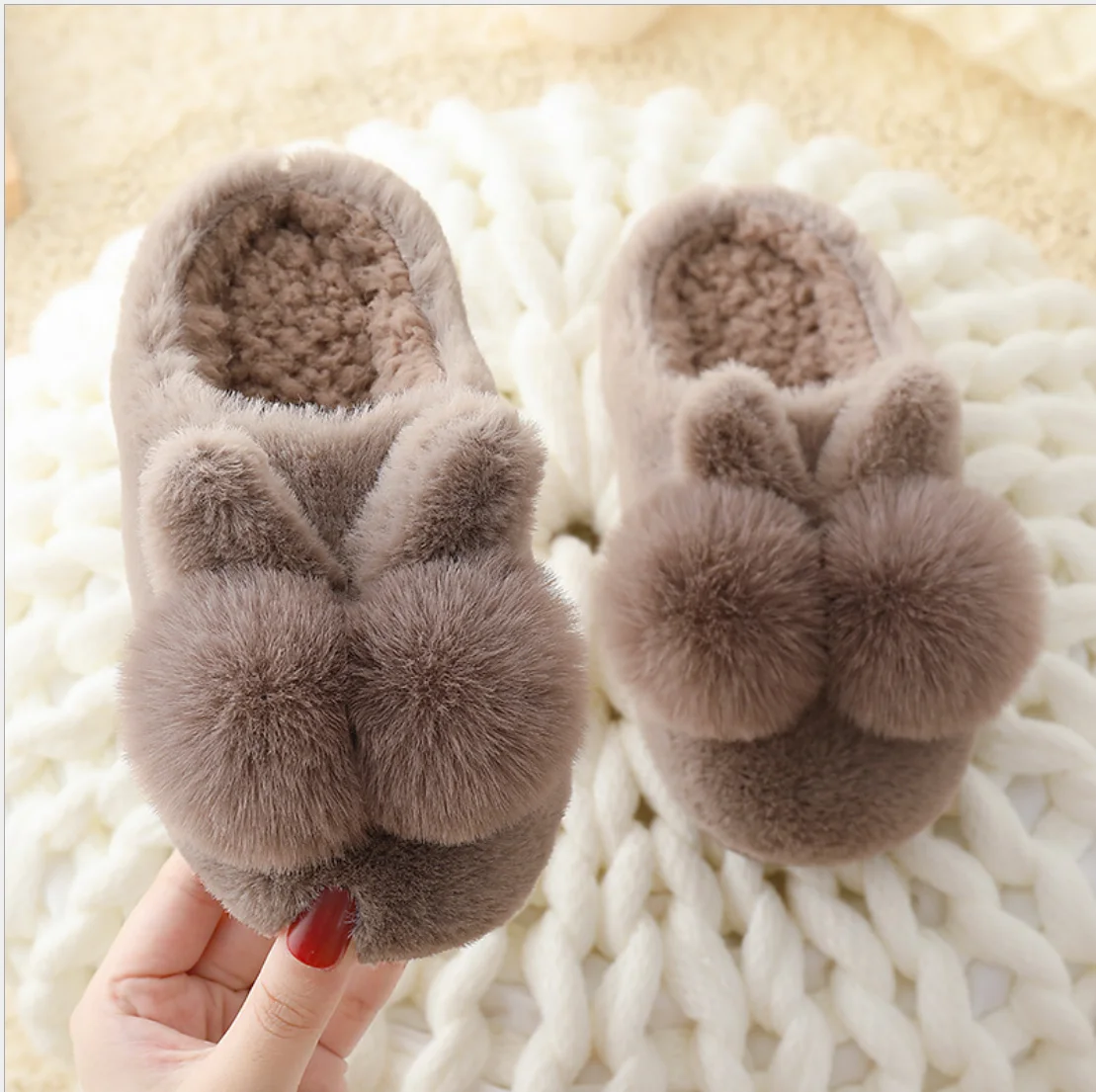 

warm fur ball children pu winter slipper kids indoor shoes, Customized color