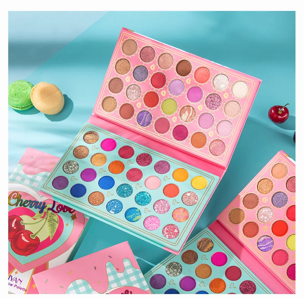 

OMG Latest 56 colors luxury private label highly pigmented Vegan Pearl matte Glitter eyeshadow makeup palette, Same as ours or customized