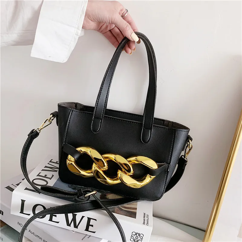 

Luxury Handbags For Women Gold Thick Chain Tote Bags Leather Crossbody Shoulder Bag Women Bucket Bag Brand Clutch