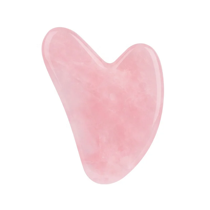 

Wholesale Rose Quartz Guasha Face Body Massage Scraper Heart Shape Jade Pink Gua Sha Stone