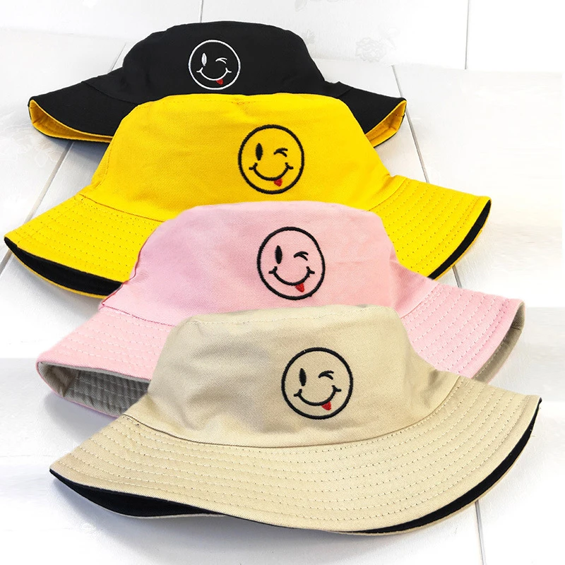 

Custom Logo double-sided design fisherman hat cotton embroidery reversible bucket hat