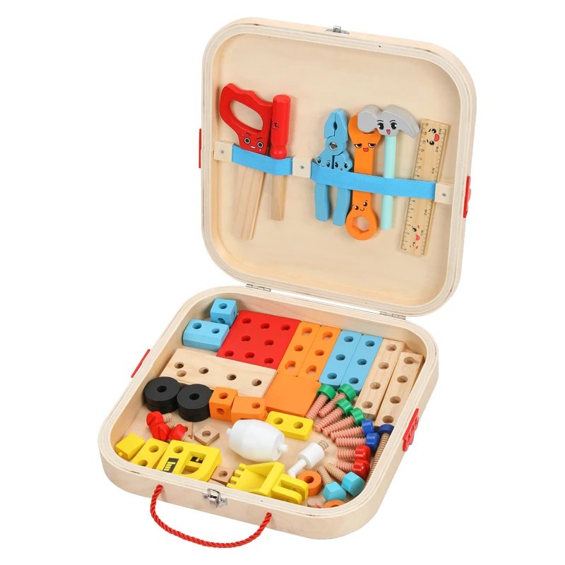 

2023 New products Wooden children's repair kit toys Hands-on assembly educational toy building blocks set