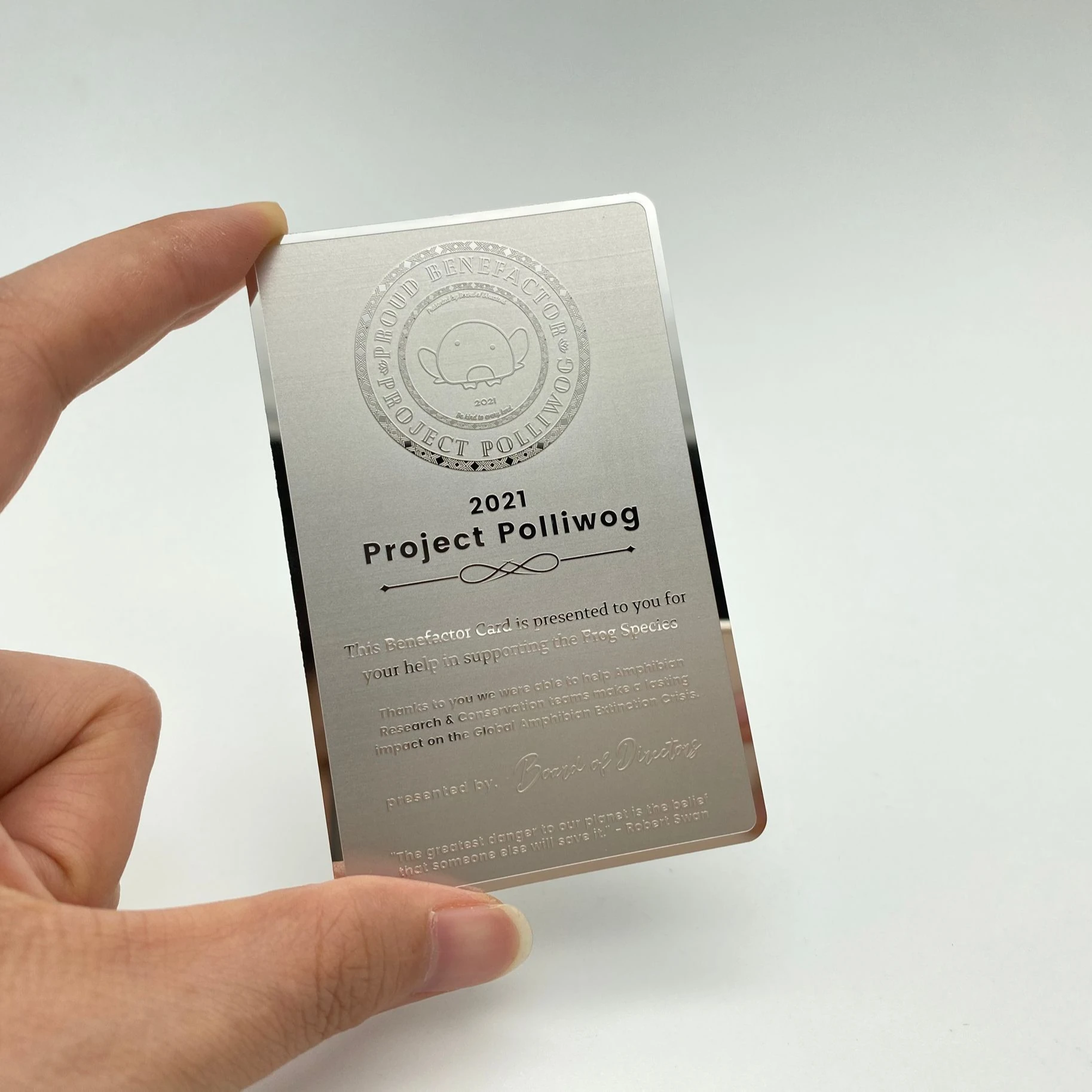 

DU mirror silver stainless steel metal cards, Cmyk or pantone