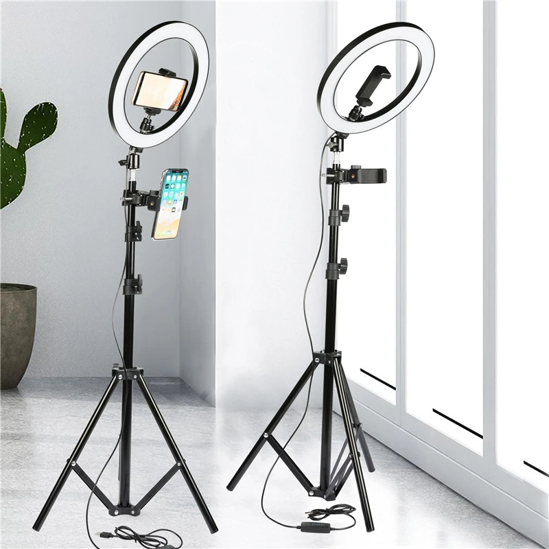 

With 2m Tripod Stand Usb Beauty Video Studio Photo Circle Lamp Dimmable Selfie Led Ring Light