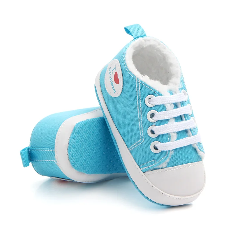 
canvas plush insole classic design winter warm baby prewalker shoes 